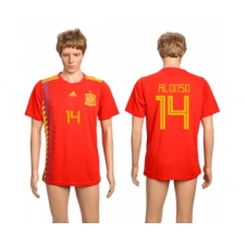 Spain 14 ALONSO Home 2018 FIFA World Cup Thailand Soccer Jersey