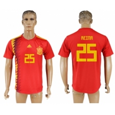 Spain 25 REINA Home 2018 FIFA World Cup Thailand Soccer Jersey