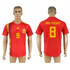 Spain 8 SAUL NIGUEZ Home 2018 FIFA World Cup Thailand Soccer Jersey