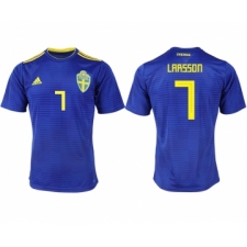 Sweden 7 LARSSON Away 2018 FIFA World Cup Thailand Soccer Jersey