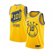 Men's Golden State Warriors #10 Jacob Evans Authentic Gold Hardwood Classics Basketball Jersey - The City Classic Edition