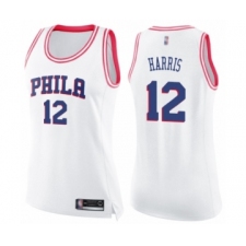 Women's Philadelphia 76ers #12 Tobias Harris Swingman White Pink Fashion Basketball Jersey