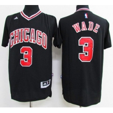 Chicago Bulls #3 Dwyane Wade Black Short Sleeve Stitched NBA Jerseyy