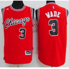 Chicago Bulls #3 Dwyane Wade Red Crabbed Typeface Throwback Stitched NBA Jersey