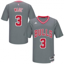 Men's Chicago Bulls #3 Dwyane Wade adidas Gray Pride Swingman Sleeved Jersey
