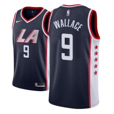 Men NBA 2018-19 Los Angeles Clippers #9 Tyrone Wallace City Edition Navy Jersey