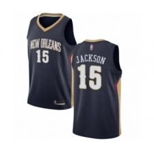 Women's New Orleans Pelicans #15 Frank Jackson Swingman Navy Blue Basketball Jersey - Icon Edition