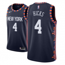 Men NBA 2018-19 New York Knicks #4 Isaiah Hicks City Edition Navy Jersey