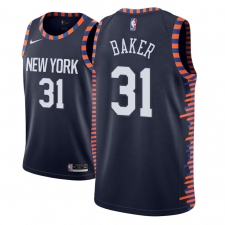 Men NBA 2018-19 New York Knicks #31 Ron Baker City Edition Navy Jersey