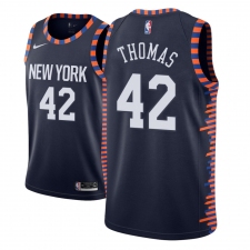 Men NBA 2018-19 New York Knicks #42 Lance Thomas City Edition Navy Jersey