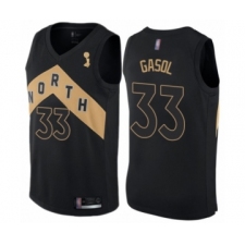 Men's Toronto Raptors #33 Marc Gasol Swingman Black 2019 Basketball Finals Champions Jersey - City Edition