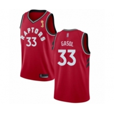 Youth Toronto Raptors #33 Marc Gasol Swingman Red 2019 Basketball Finals Champions Jersey - Icon Edition