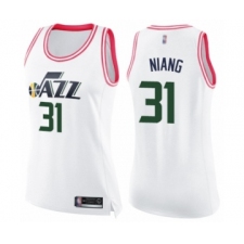 Women's Utah Jazz #31 Georges Niang Swingman White Pink Fashion Basketball Jersey