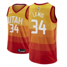 Men NBA 2018-19 Utah Jazz #34 Trey Lewis City Edition Red Jersey