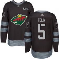 Adidas Minnesota Wild #5 Christian Folin Black 1917-2017 100th Anniversary Stitched NHL Jersey