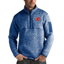 Men's Calgary Flames Antigua Fortune Quarter-Zip Pullover Jacket Blue
