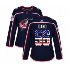 Women's Columbus Blue Jackets #56 Marko Dano Authentic Navy Blue USA Flag Fashion Hockey Jersey