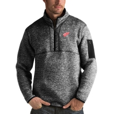Men's Detroit Red Wings Antigua Fortune Quarter-Zip Pullover Jacket Charcoal