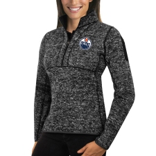 Edmonton Oilers Antigua Women's Fortune Zip Pullover Sweater Charcoal