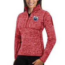 Edmonton Oilers Antigua Women's Fortune Zip Pullover Sweater Red