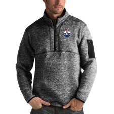 Men's Edmonton Oilers Antigua Fortune Quarter-Zip Pullover Jacket Charcoal