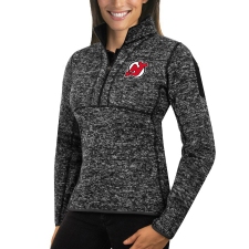 New Jersey Devils Antigua Women's Fortune Zip Pullover Sweater Charcoal