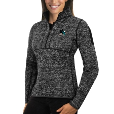 San Jose Sharks Antigua Women's Fortune Zip Pullover Sweater Charcoal
