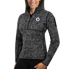 Winnipeg Jets Antigua Women's Fortune Zip Pullover Sweater Charcoal