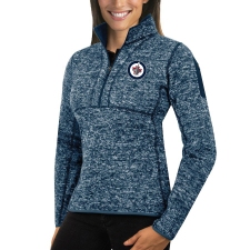 Winnipeg Jets Antigua Women's Fortune Zip Pullover Sweater Royal