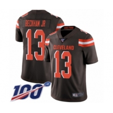 Men's Cleveland Browns #13 Odell Beckham Jr. 100th Season Brown Team Color Vapor Untouchable Limited Player Football Jersey