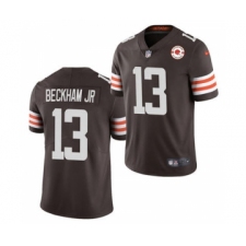 Men's Cleveland Browns #13 Odell Beckham Jr. 2021 Brown 75th Anniversary Patch Vapor Untouchable Limited Jersey