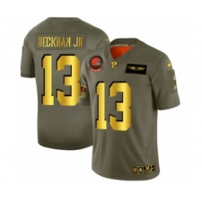 Men's Cleveland Browns #13 Odell Beckham Jr. Limited Olive Gold 2019 Salute to Service Football Jersey