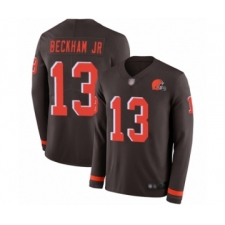Men's Odell Beckham Jr. Limited Brown Nike Jersey NFL Cleveland Browns #13 Therma Long Sleeve