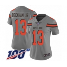 Women's Cleveland Browns #13 Odell Beckham Jr. 100th Season Limited Gray Inverted Legend Football Jersey