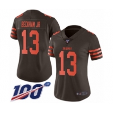 Women's Cleveland Browns #13 Odell Beckham Jr. Limited 100th Season Brown Rush Vapor Untouchable Football Jersey