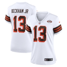 Women's Cleveland Browns #13 Odell Beckham Jr. Nike White 1946 Collection Alternate Jersey