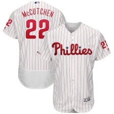 Men's Philadelphia Phillies #22 Andrew McCutchen Majestic White Scarlet Authentic Collection Flex Base Player Jersey