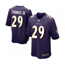Men's Baltimore Ravens #29 Earl Thomas III Game Purple Team Color Football Jersey
