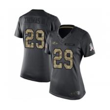 Women's Baltimore Ravens #29 Earl Thomas III Limited Black 2016 Salute to Service Football Jersey