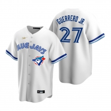 Men's Nike Toronto Blue Jays #27 Vladimir Guerrero Jr. White Cooperstown Collection Home Stitched Baseball Jersey