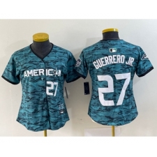 Women's Toronto Blue Jays #27 Vladimir Guerrero Jr Number Teal 2023 All Star Cool Base Stitched Jersey