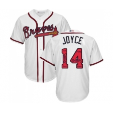 Men's Atlanta Braves #14 Matt Joyce Authentic White Team Logo Fashion Cool Base Baseball Jersey