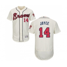 Men's Atlanta Braves #14 Matt Joyce Cream Alternate Flex Base Authentic Collection Baseball Jersey