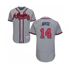 Men's Atlanta Braves #14 Matt Joyce Grey Road Flex Base Authentic Collection Baseball Jersey