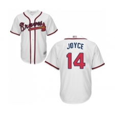 Men's Atlanta Braves #14 Matt Joyce Replica White Home Cool Base Baseball Jersey