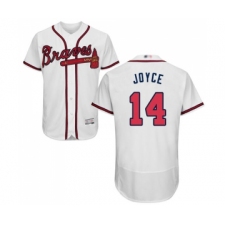Men's Atlanta Braves #14 Matt Joyce White Home Flex Base Authentic Collection Baseball Jersey