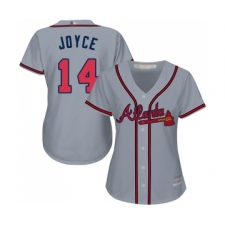 Women's Atlanta Braves #14 Matt Joyce Replica Grey Road Cool Base Baseball Jersey