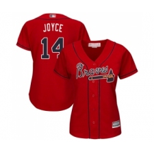 Women's Atlanta Braves #14 Matt Joyce Replica Red Alternate Cool Base Baseball Jersey