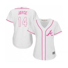 Women's Atlanta Braves #14 Matt Joyce Replica White Fashion Cool Base Baseball Jersey