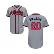 Men's Atlanta Braves #20 Josh Donaldson Grey Road Flex Base Authentic Collection Baseball Jersey